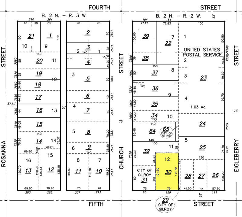 159 5th Street Gilroy Parcel Map